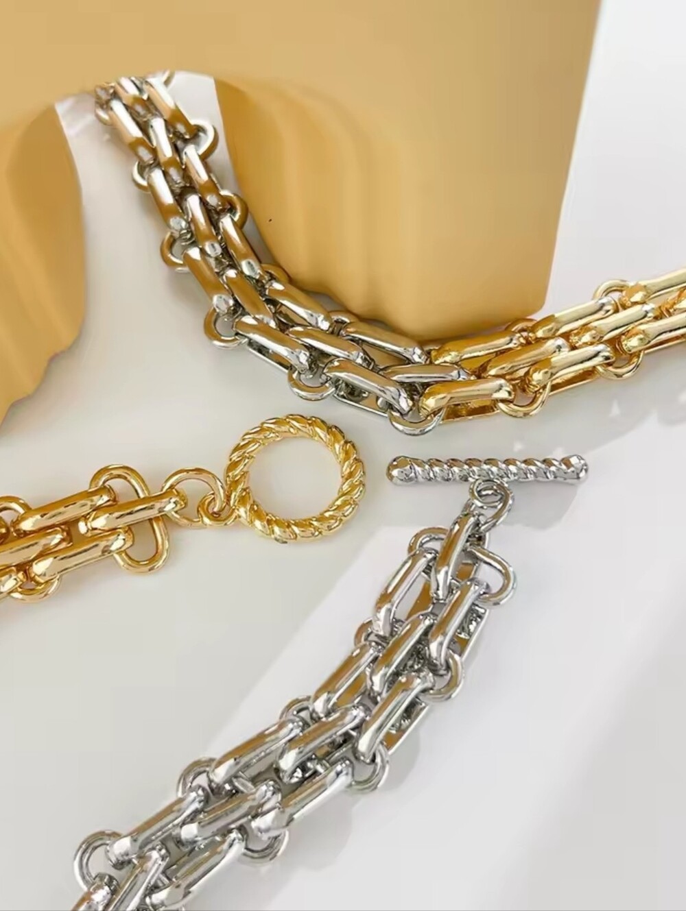 Two-Tone Gold and Silver Link Necklace - Picture 2 of 4